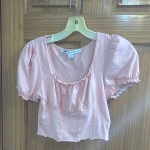 HYFVE Light Pink Puff Sleeve Womens  Blouse